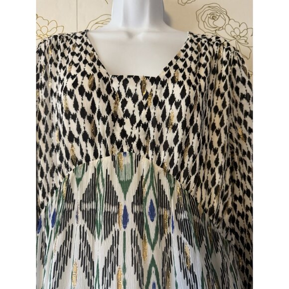 Chico's Ikat Clip Dot Maxi Dress Size 6 Tiered Resortwear Geo 077 - Picture 5 of 7